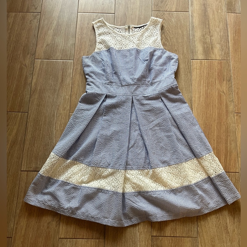 Blue white and lace midi flowy dress western style country girl